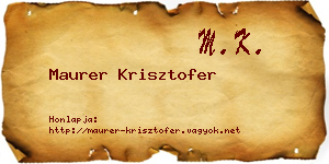 Maurer Krisztofer névjegykártya